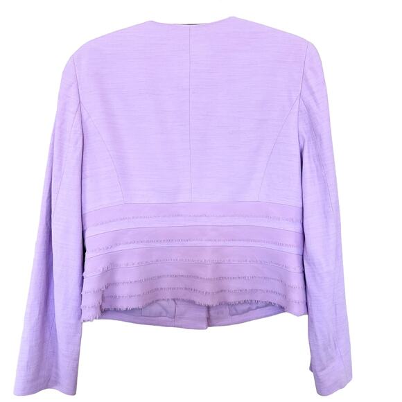 Worth Pastel Lavender Crepe Tulle Trim Jacket Blazer size 12 - Picture 4 of 9